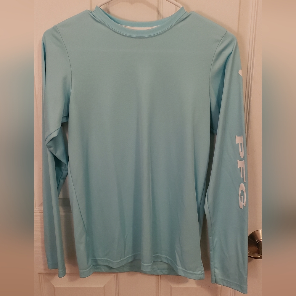 Light Blue Columbia PFG Long Sleeve Fishing Shirt, Youth L, Used, Good Condition